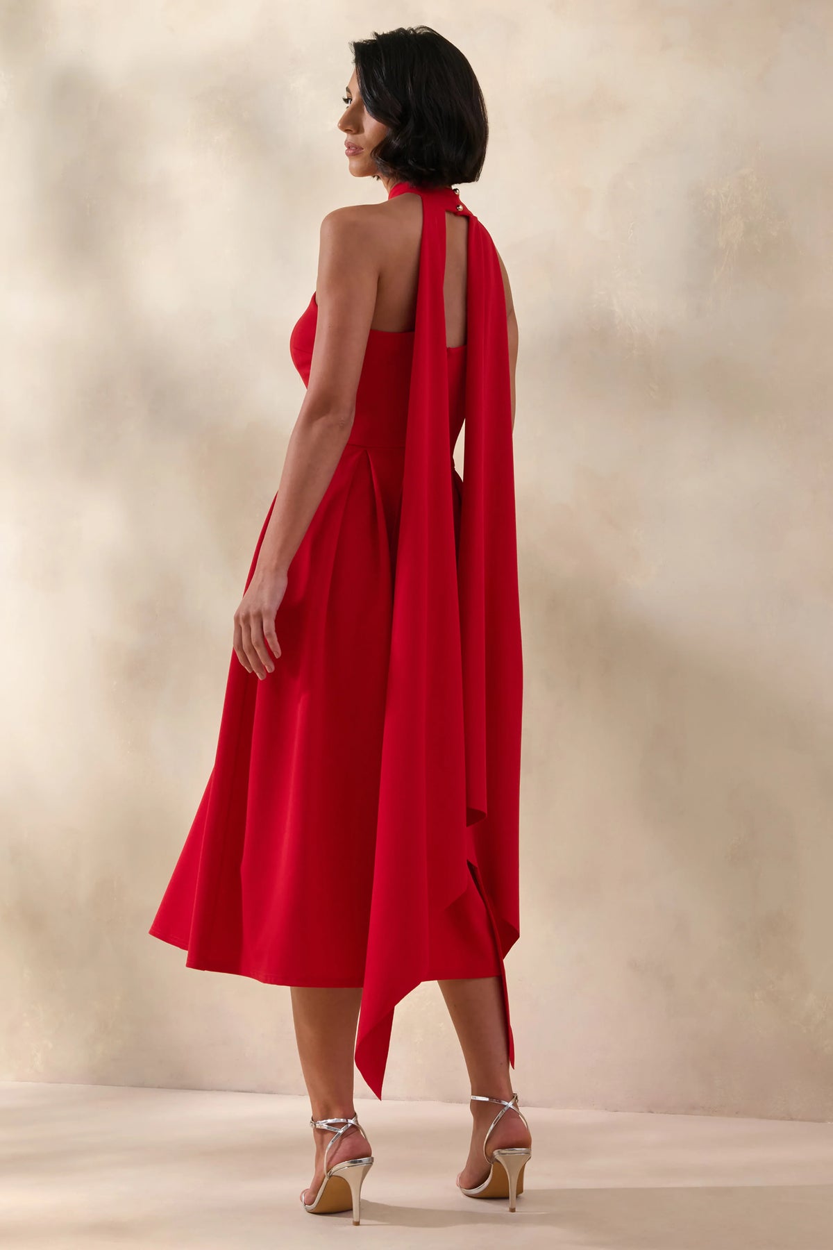 Rhode | Red Halter-Neck Midi Dress