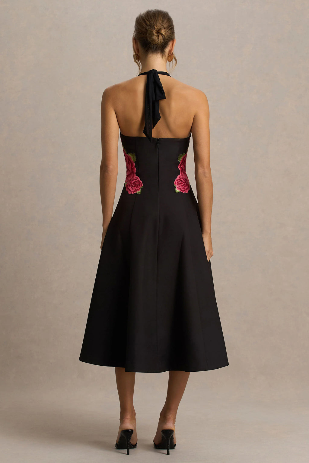 Tillie | Black Halter-Neck Midi Dress