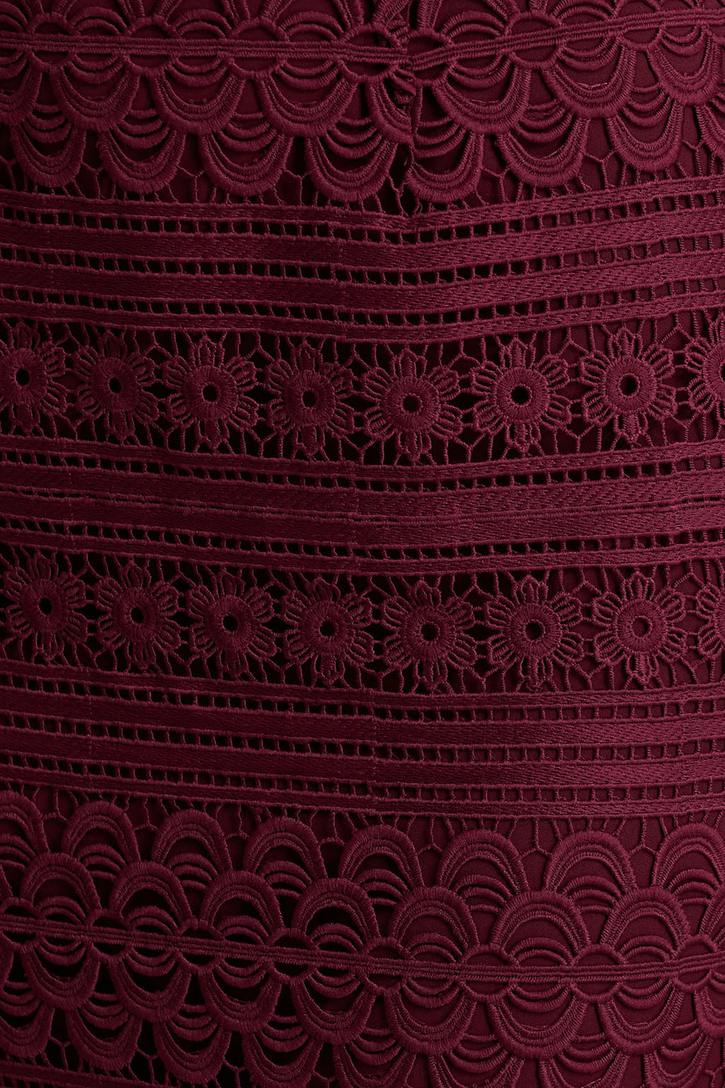 Secret | Burgundy Bandeau Lace Midi Dress With Scarf Detail