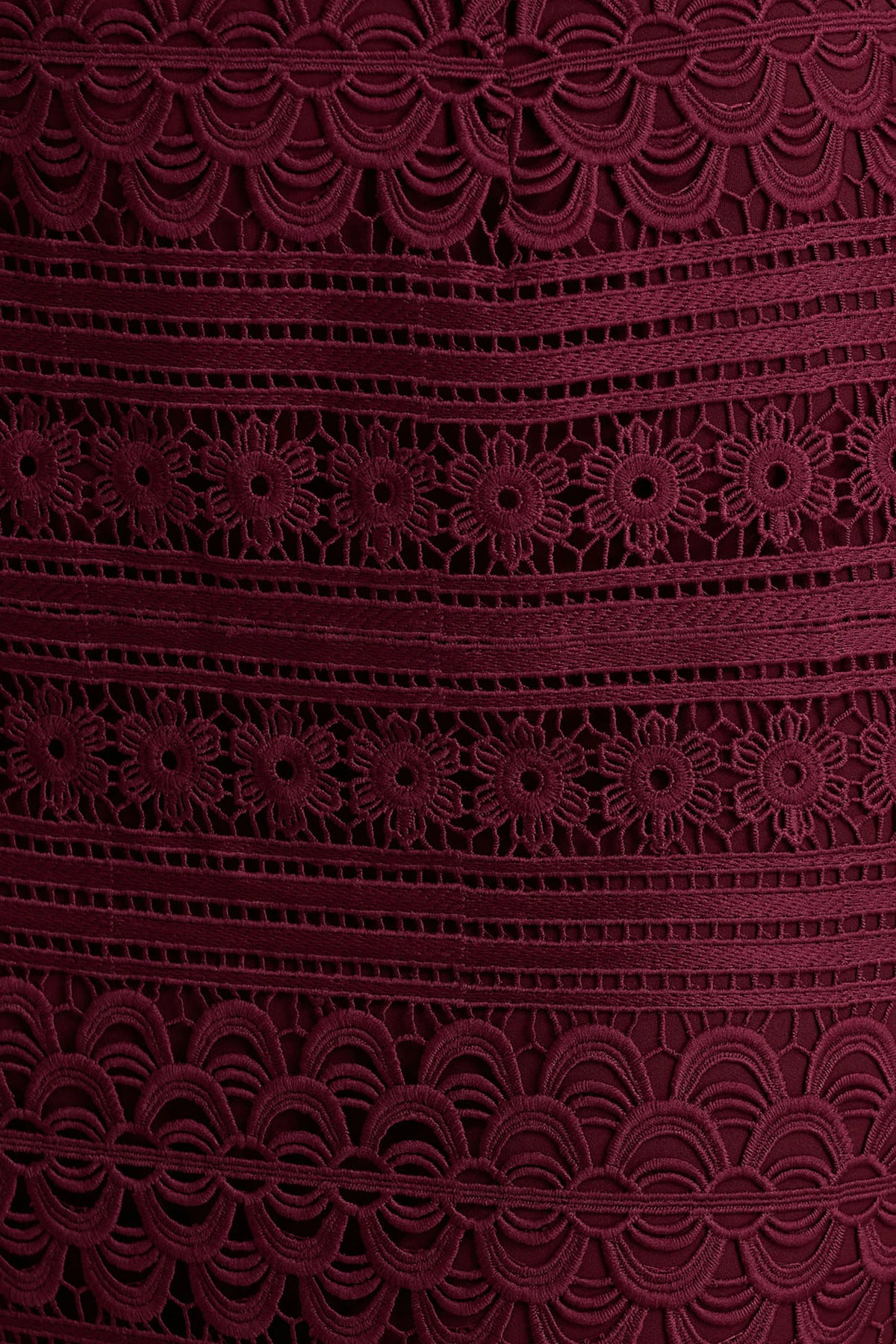 Secret | Burgundy Bandeau Lace Midi Dress With Scarf Detail