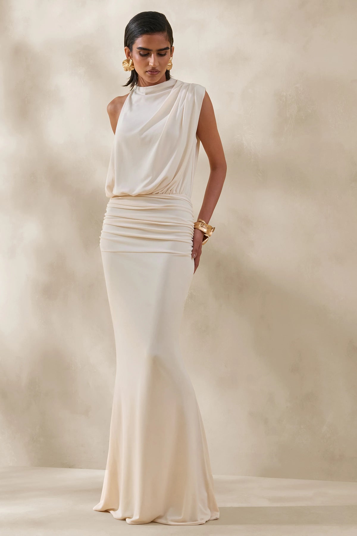 Umaira | Cream High-Neck Maxi Dress