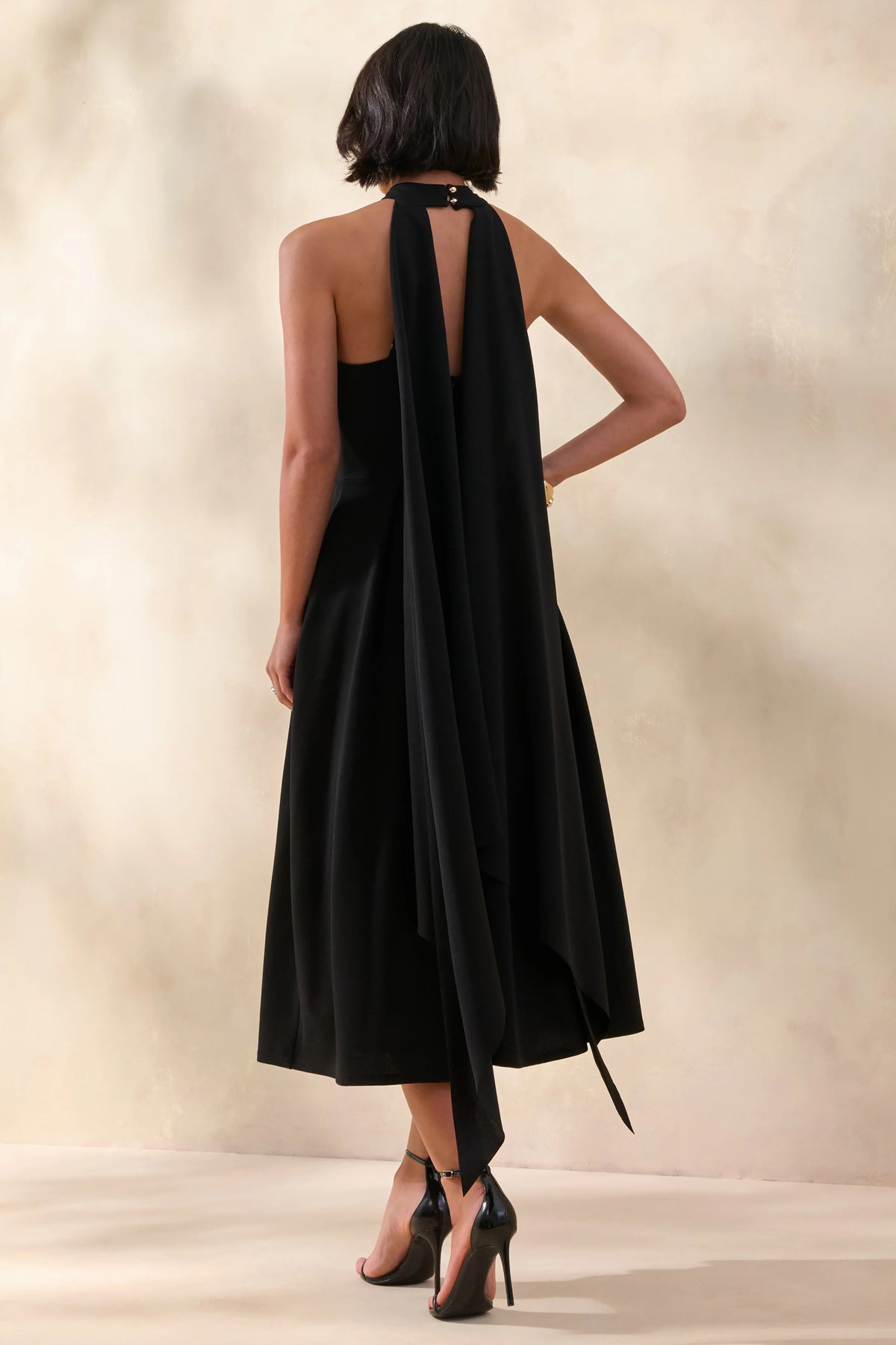 Rhode | Black Halter-Neck Midi Dress