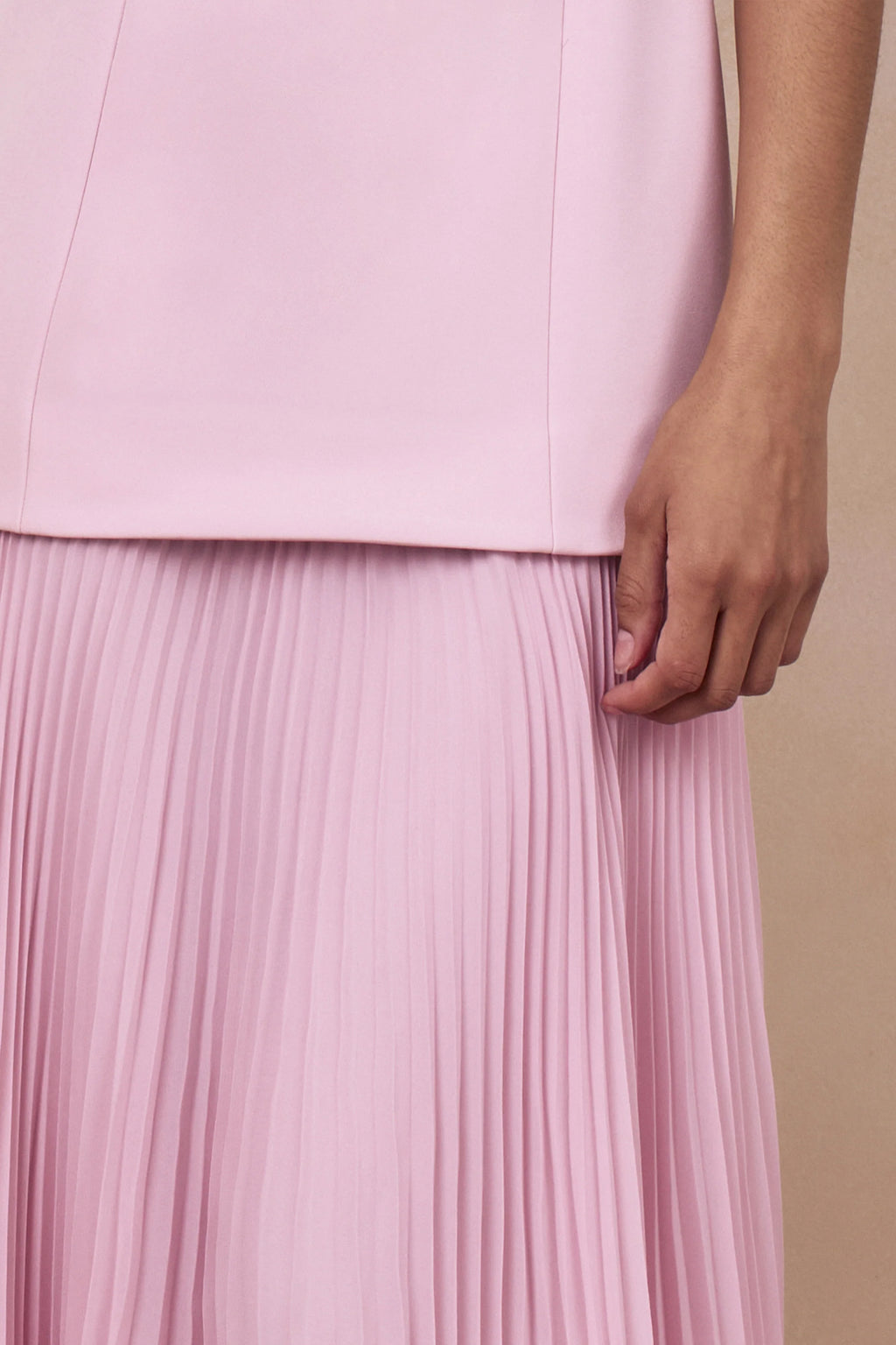 Hadley | Light-Pink Boat-Neck Maxi Dress With Drop-Waist