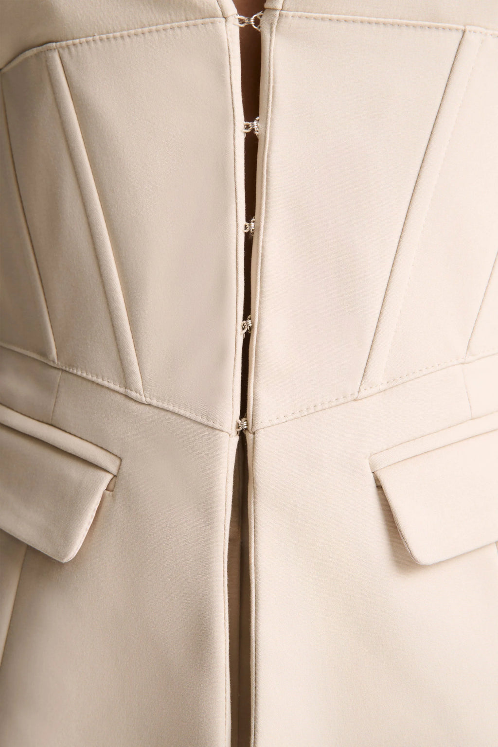 Unbeaten | Cream Plunge Corset Waist Blazer