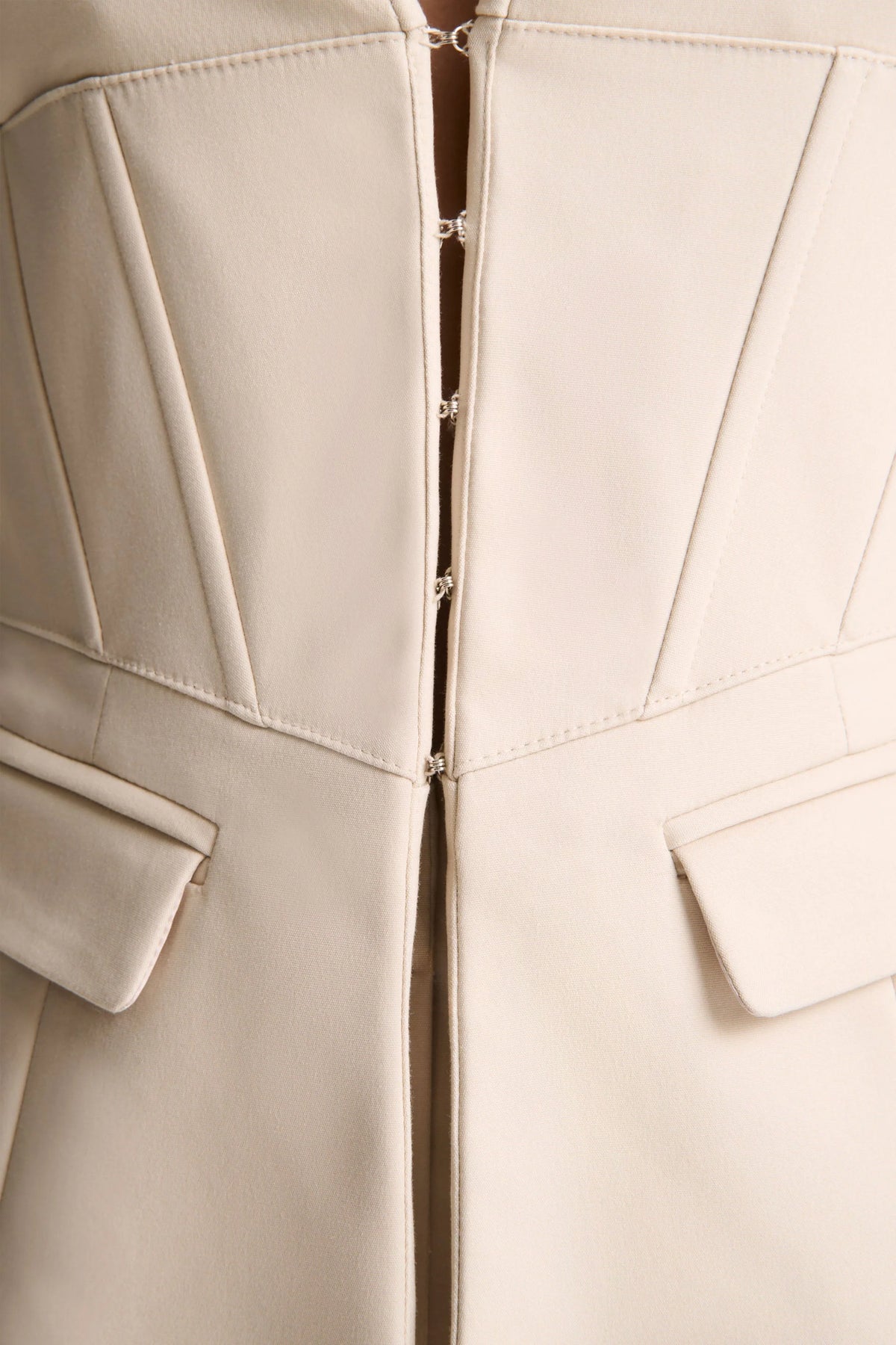 Unbeaten | Cream Plunge Corset Waist Blazer