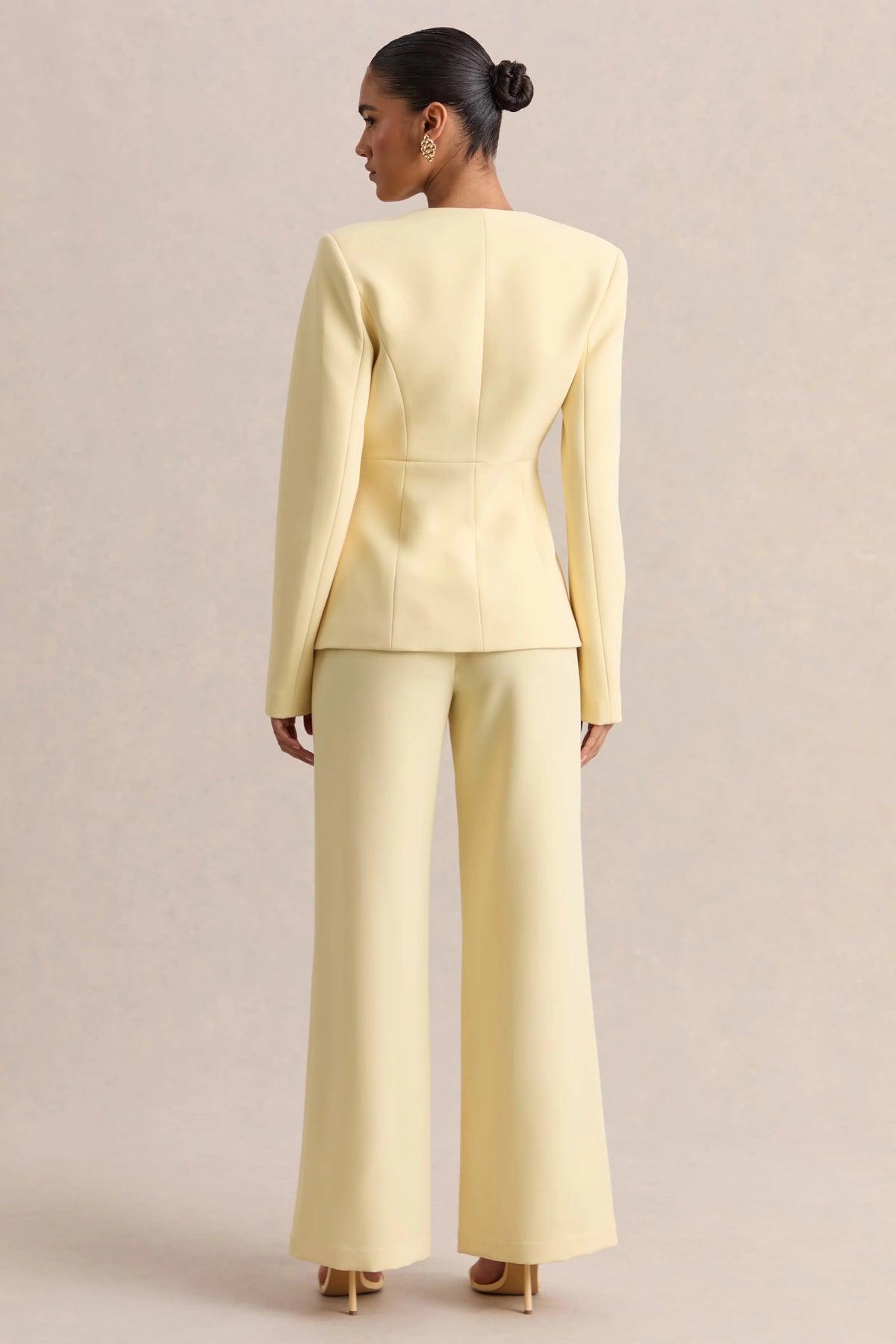 Rosalina | Lemon Extreme-Plunge Neck Tailored Blazer