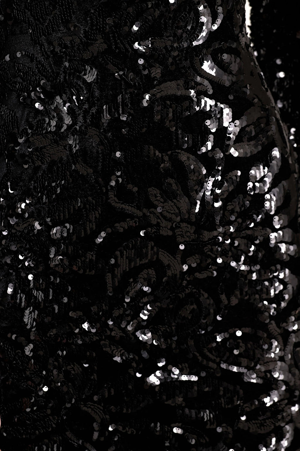 Ritz | Black Sequin Plunge-Neck Mini Dress With Long Sleeves