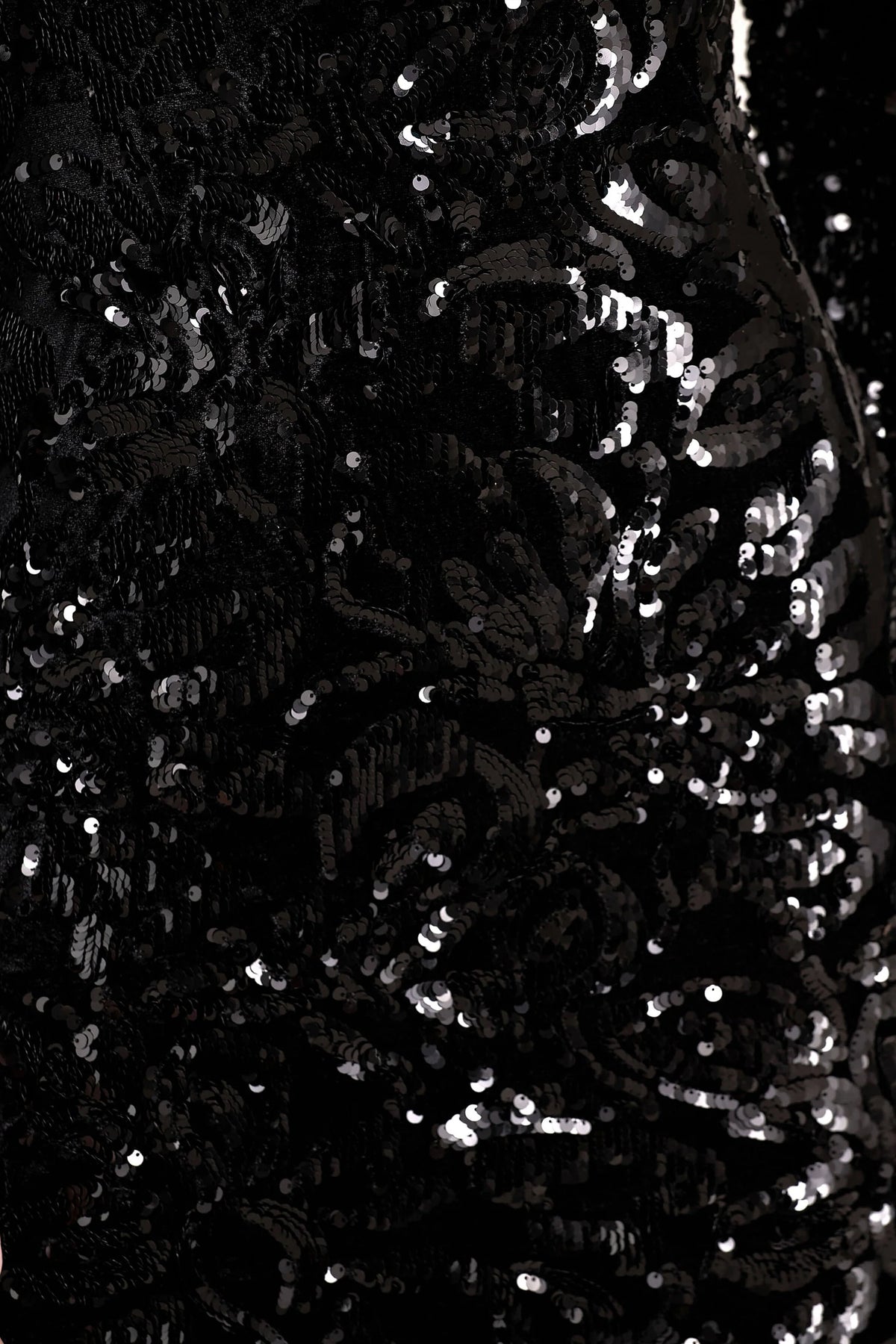 Ritz | Black Sequin Plunge-Neck Mini Dress With Long Sleeves