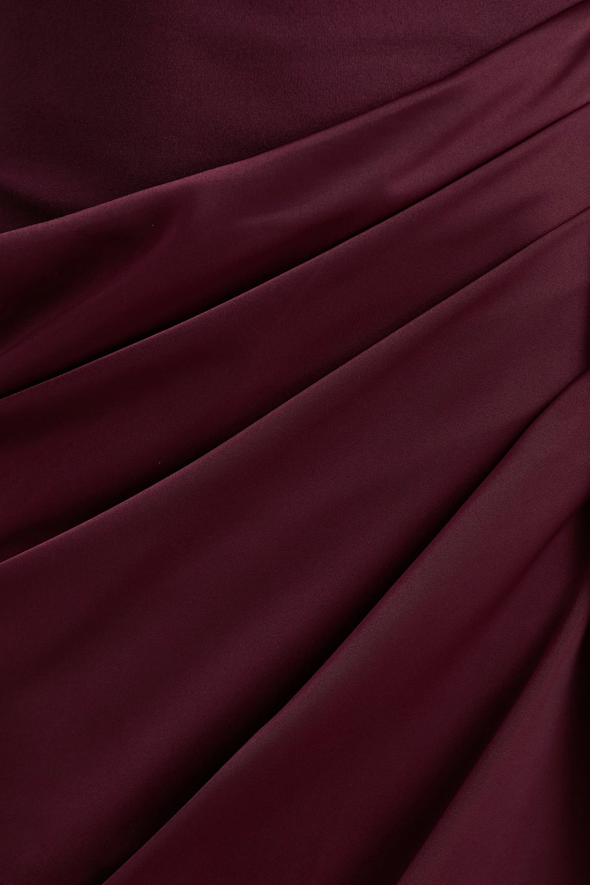 Raffie | Plum Long-Sleeve Midi Dress With Satin Wrap Skirt