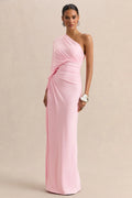 Sabella | Pink Asymmetric-Neck Maxi Dress