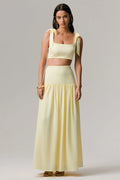 Reminiscent | Lemon Ruched Maxi Skirt
