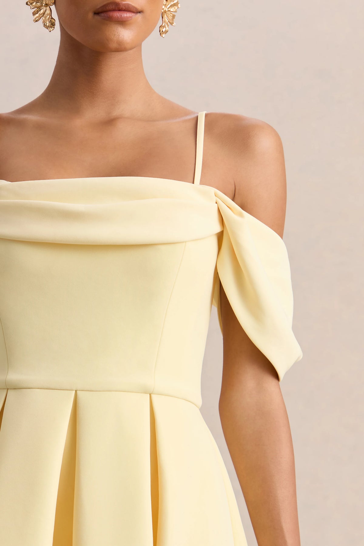 Cosima | Lemon Bardot-Neck Midi Dress