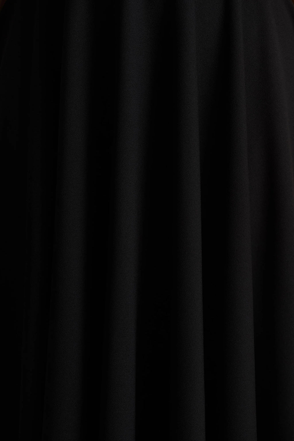 Vicky | Black High Neck Midi Dress With Puff Sleeves