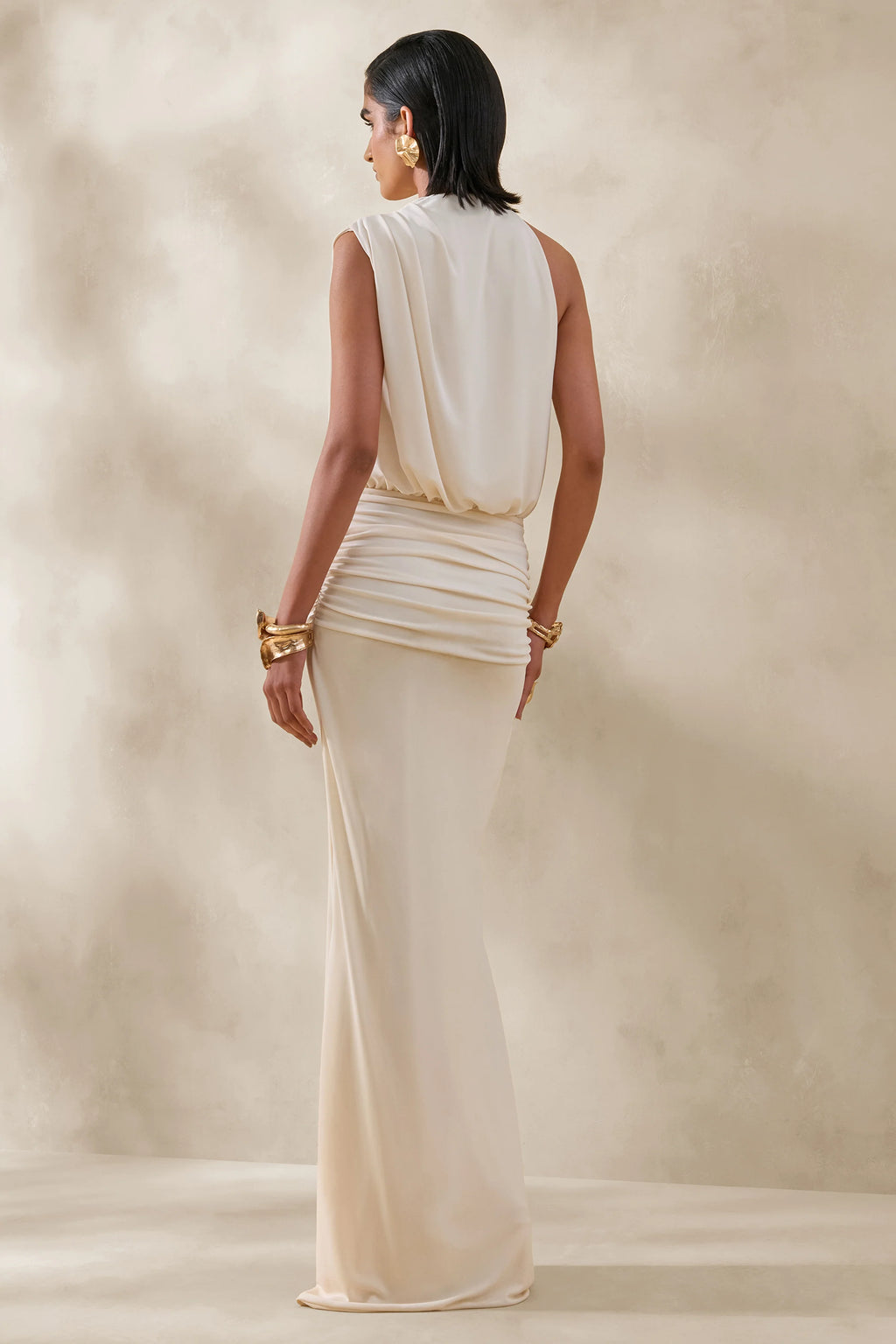 Umaira | Cream High-Neck Maxi Dress