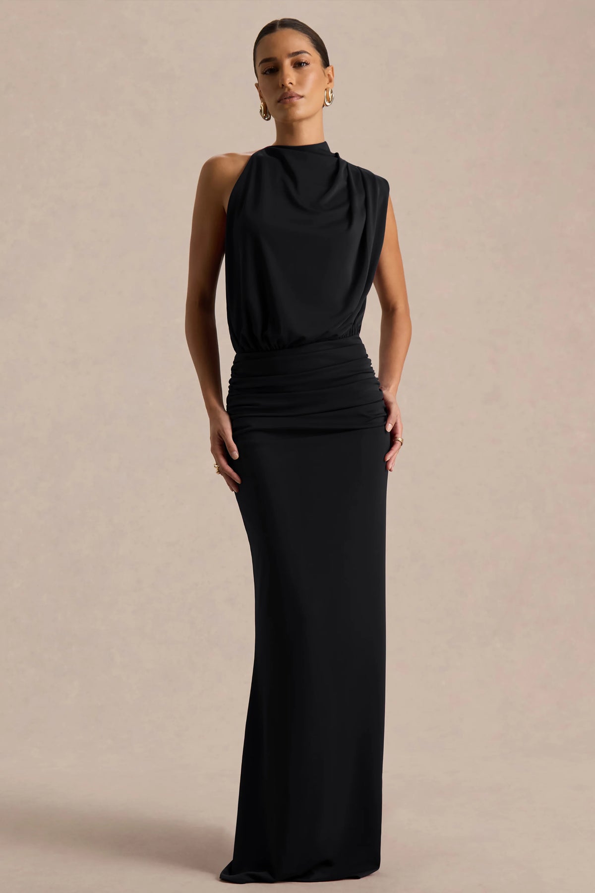 Umaira | Black High-Neck Maxi Dress