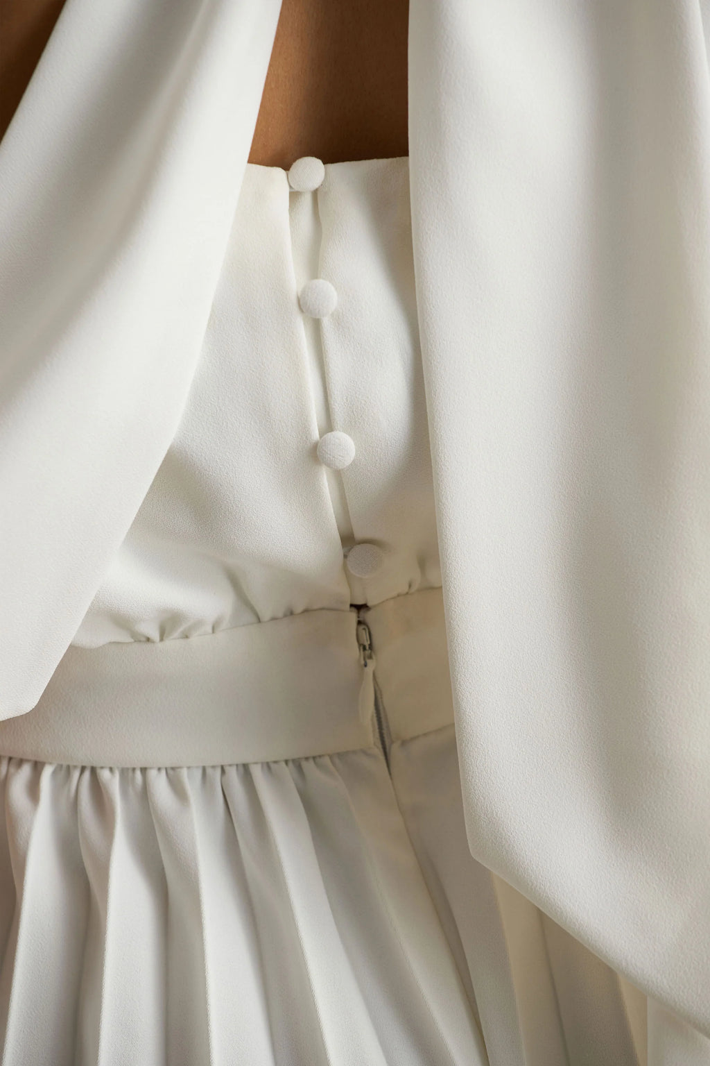 Paradise | White Cape-Sleeve Jumpsuit
