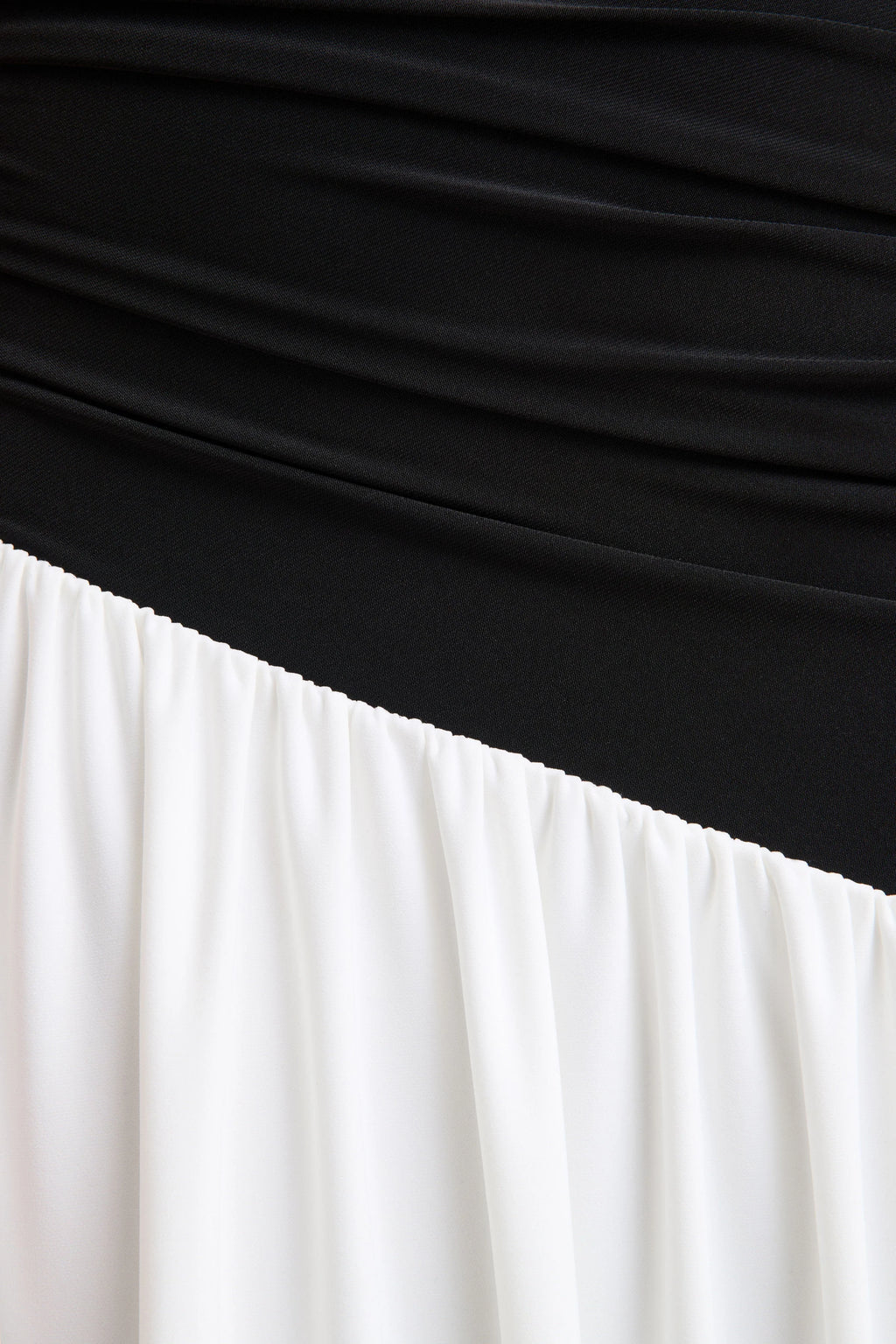 Danila | Black And White Asymmetric-Neck Maxi Dress With Drop-Waist