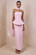 Farron | Light Pink Bandeau Corset Maxi Dress