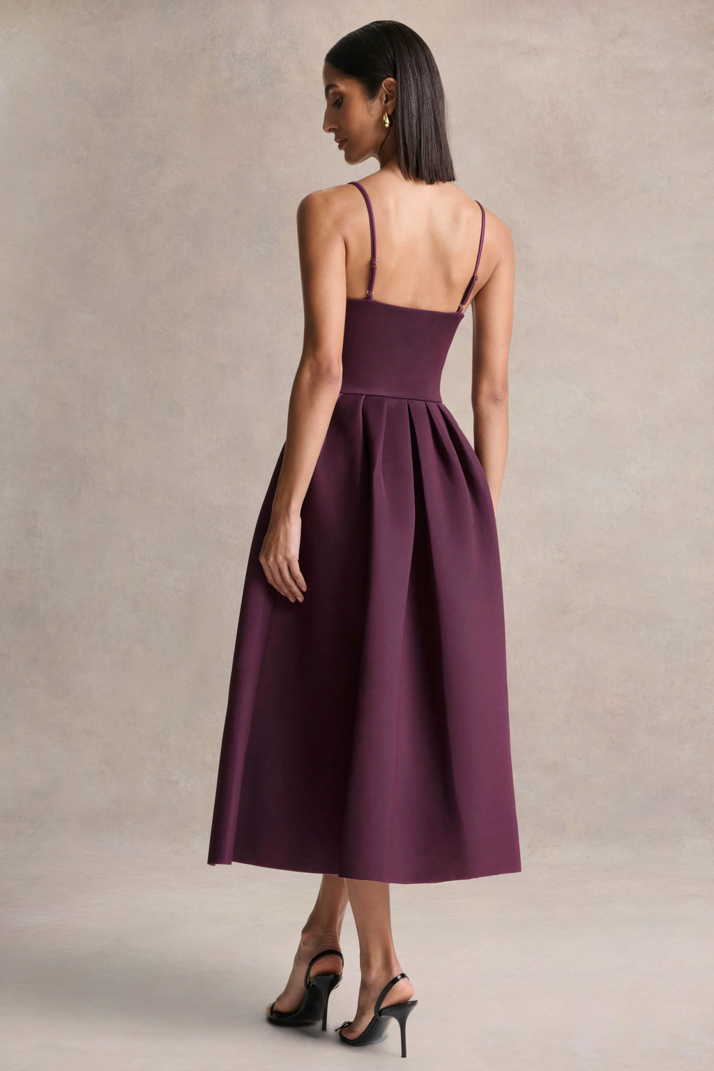 Jamila | Plum Scoop-Neck Midi Dress
