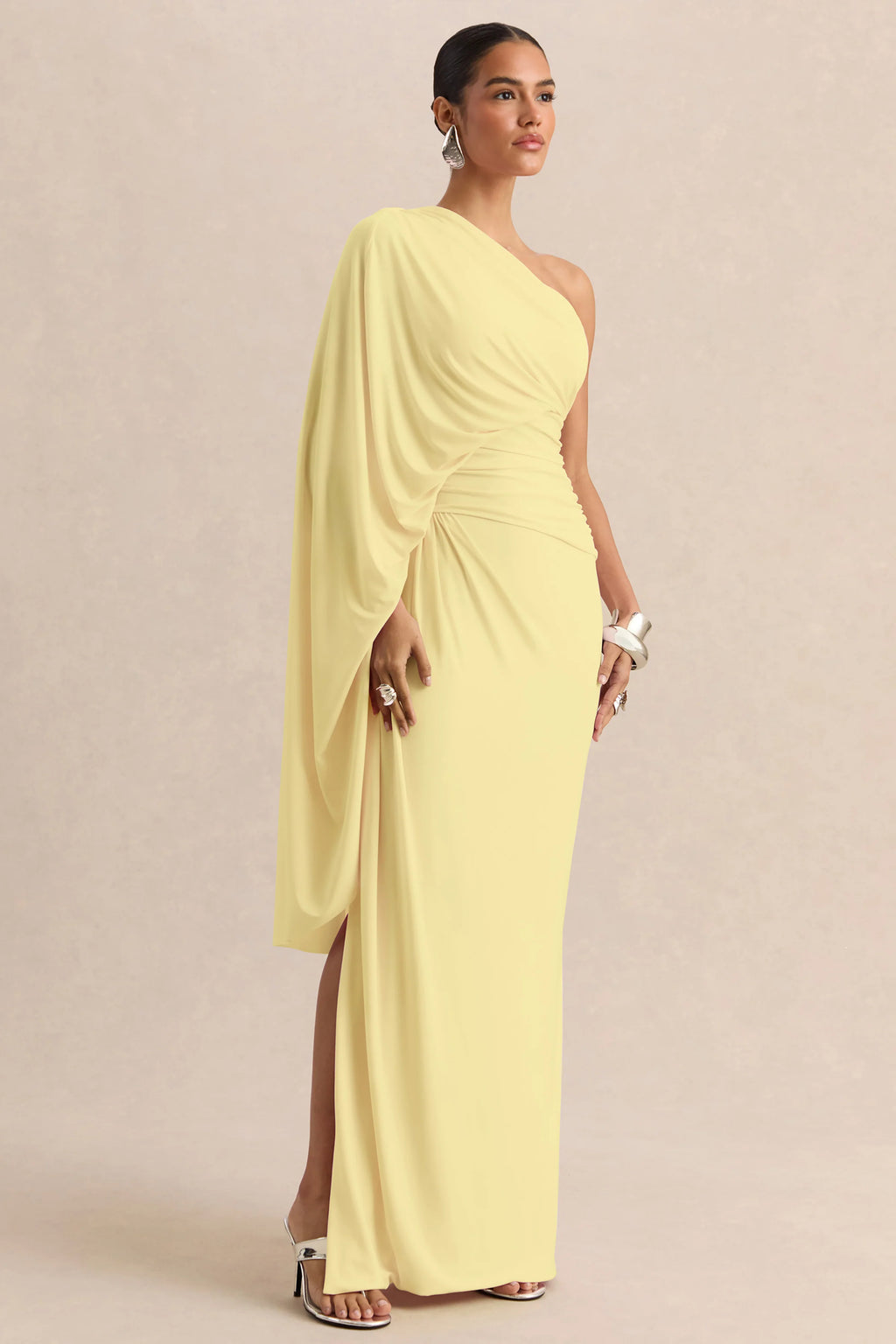 Sabella | Lemon Asymmetric-Neck Maxi Dress