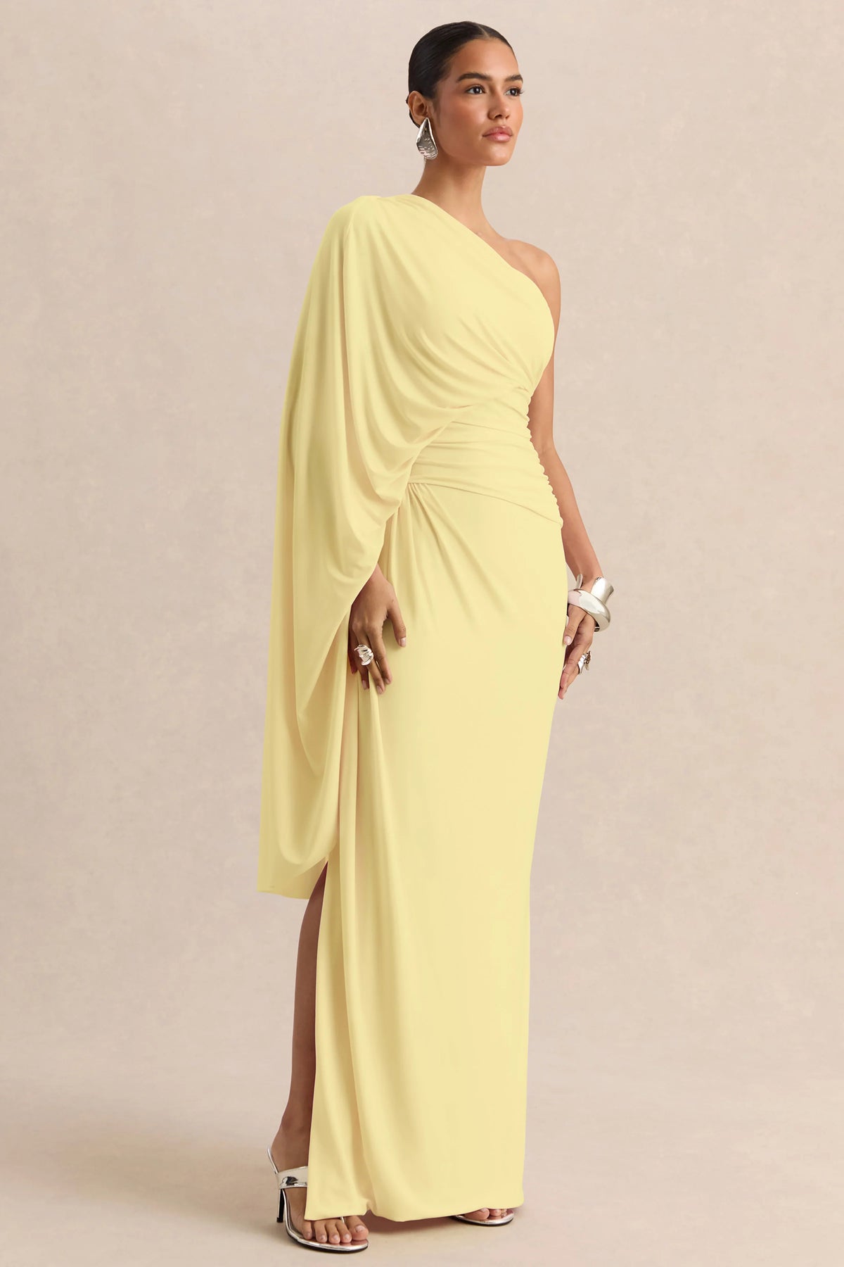 Sabella | Lemon Asymmetric-Neck Maxi Dress