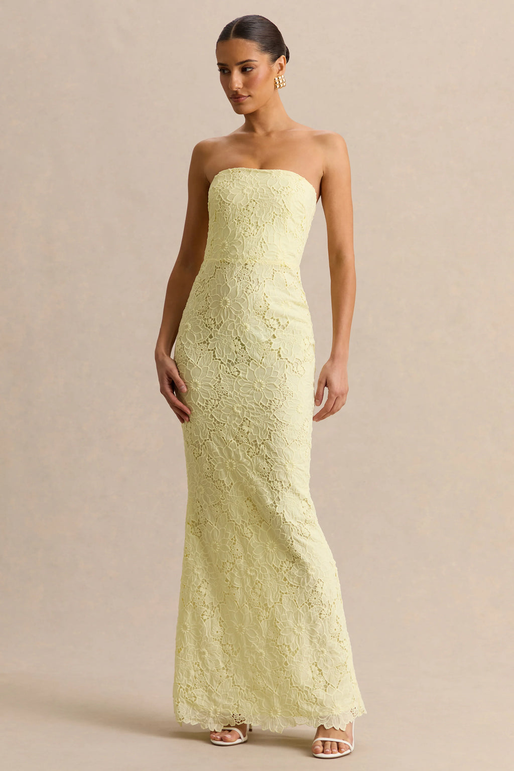 Suzie | Lemon Lace Bandeau Maxi Dress