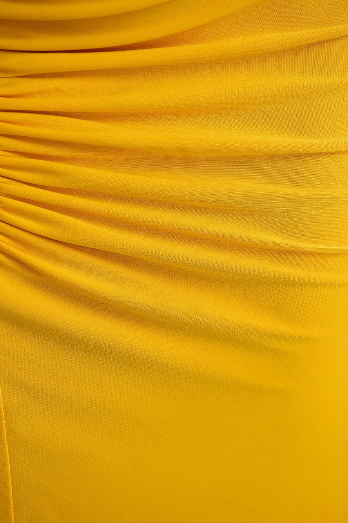 Diva | Yellow Slashed-Neck Maxi Dress With Ruched Detailing