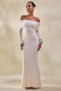 Micaela | Cream Ruched Maxi Skirt