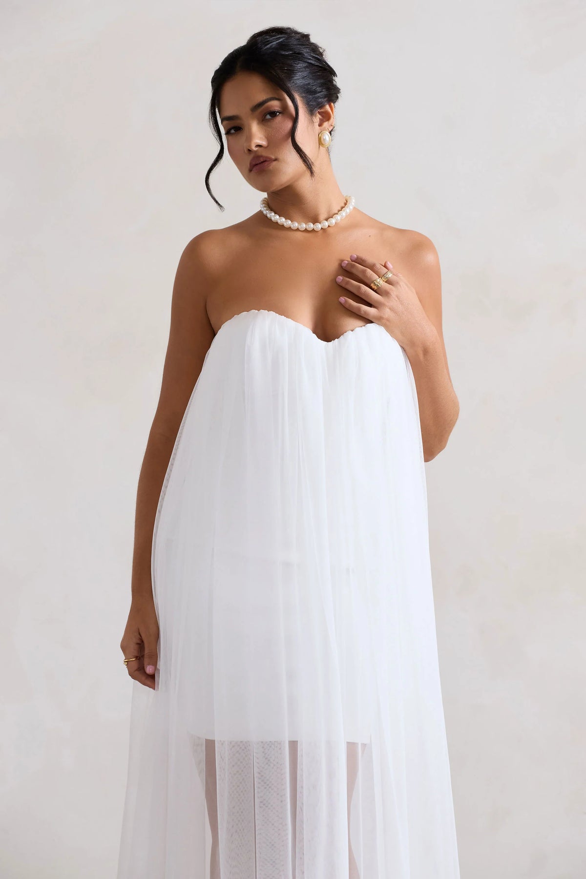 Dreamland | Ivory Sweetheart Corset Mini Dress With Tulle Overlay