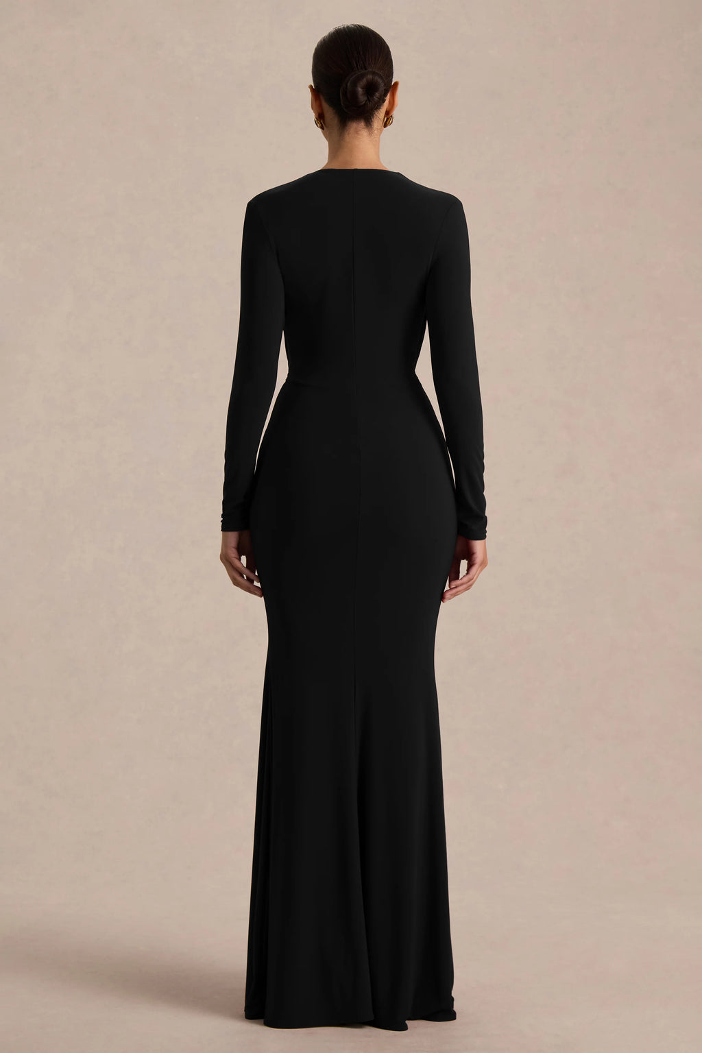 Command | Black Plunge-Neck Maxi Dress With Front-High Split