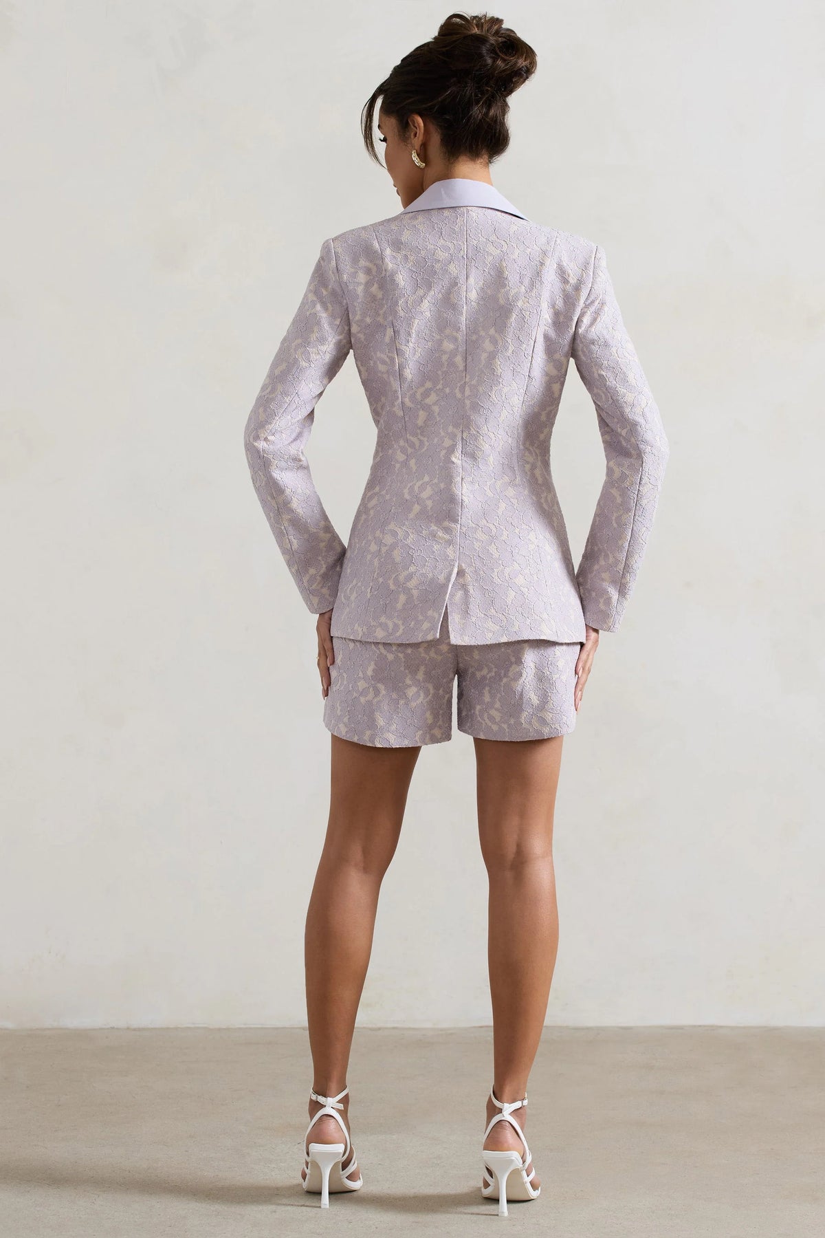 Florenza | Mauve Lace High-Waist Tailored Shorts