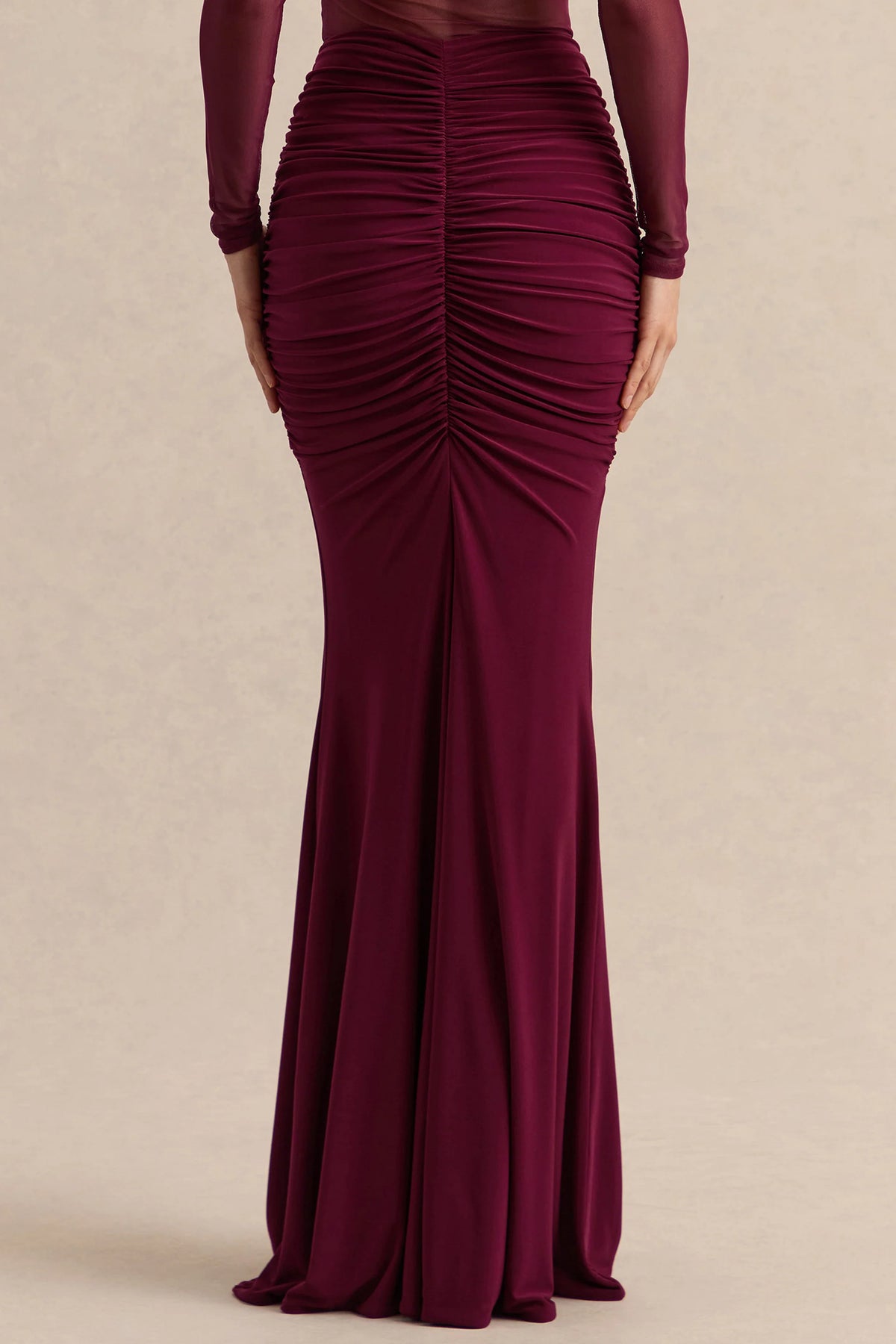 Iskra | Burgundy Extreme Ruffled Maxi Skirt